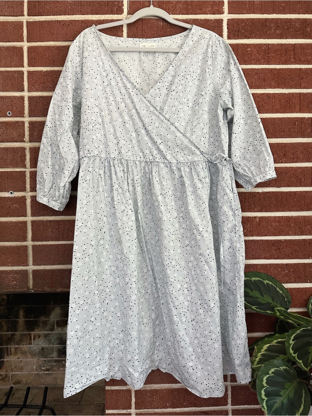 Tradlands Augusta Light Blue Dress with Black Dot Print